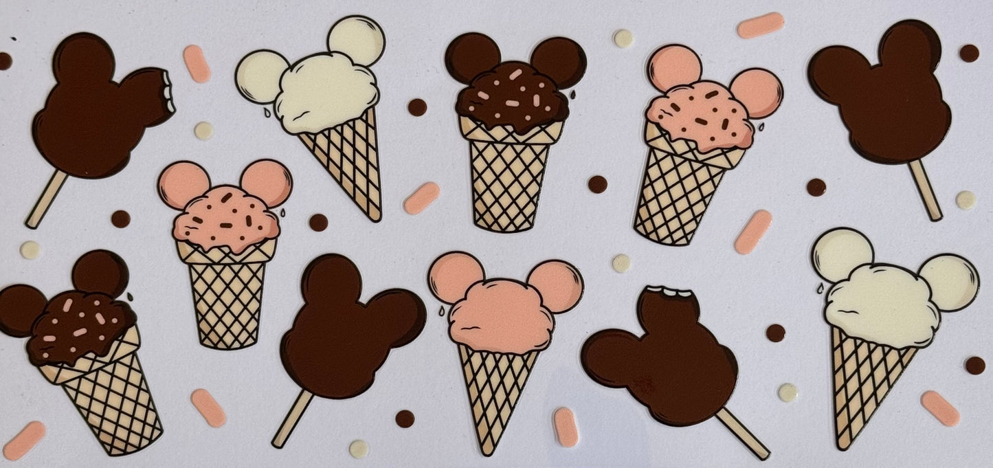 #10 Sweet Scoop ice cream cone mouse ear DTF wrap 24x11cm for 16oz tumblers Mickey Mouse